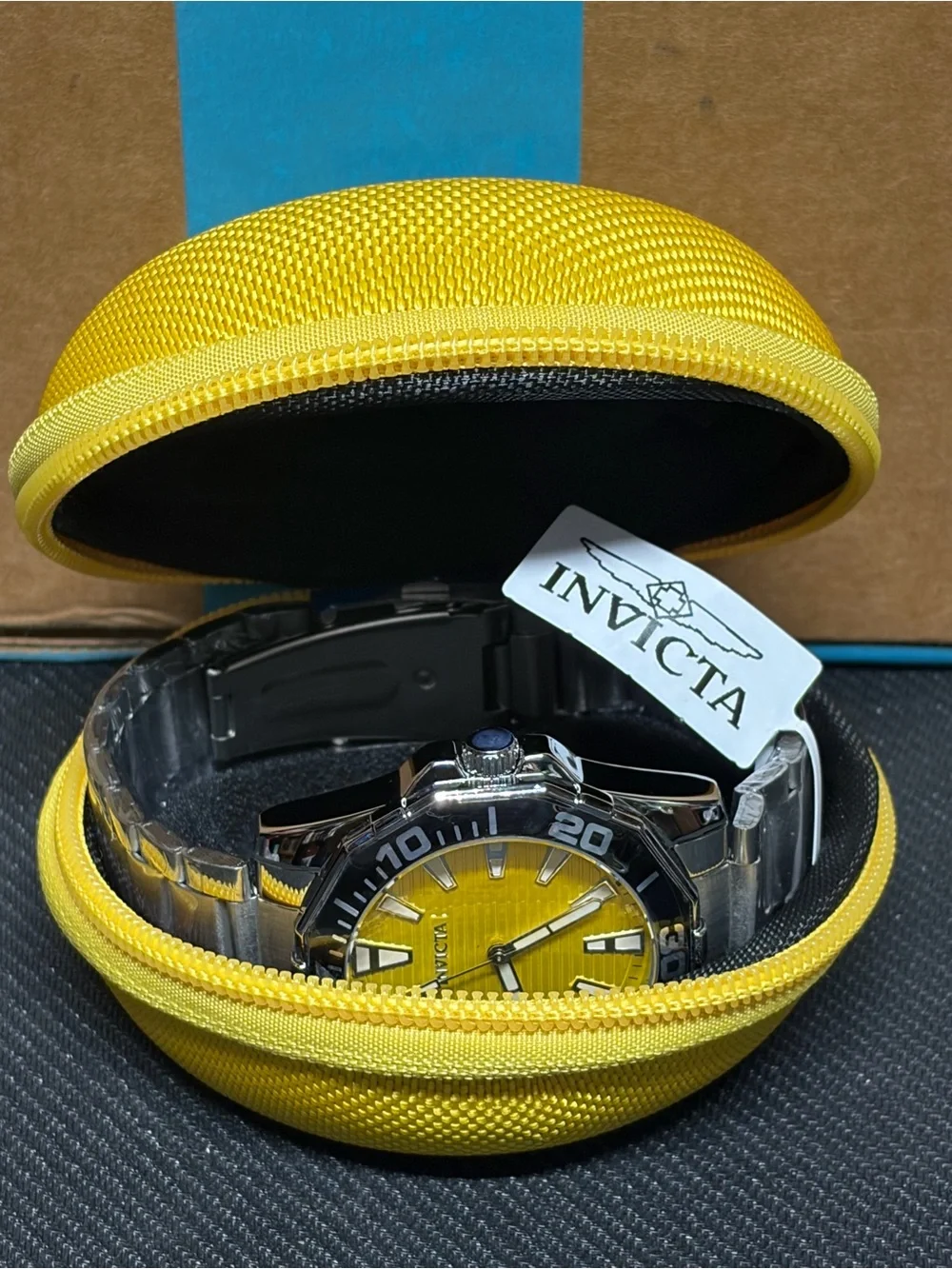 Invicta Men’s Pro Diver Meridian 46mm Yellow Dial Watch (Model: 001-GA-M-101)